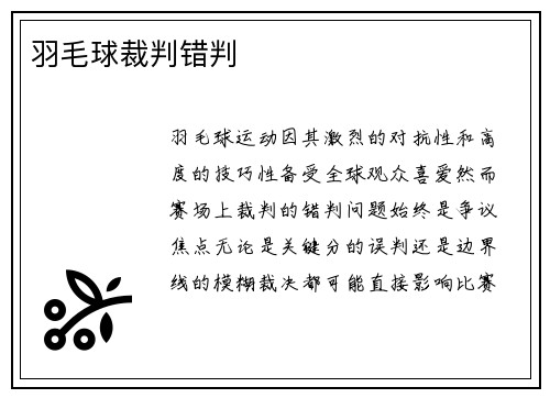 羽毛球裁判错判